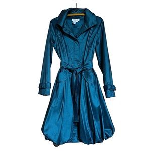 Vintage D&Y Bubble Teal Trench Coat Water Resistant Size Small
